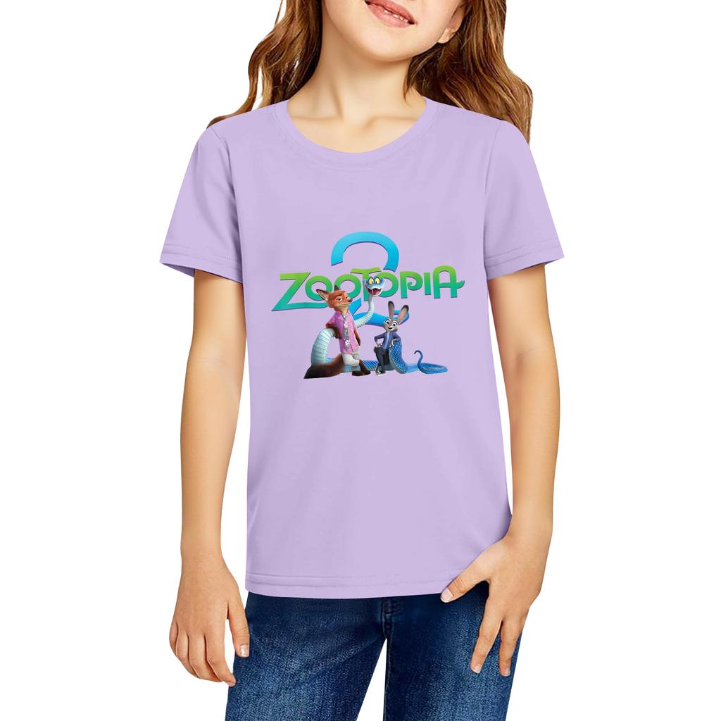 Fashionable Round Neck Short Sleeve Work Clothes Printed Tops For KID Summer Tops