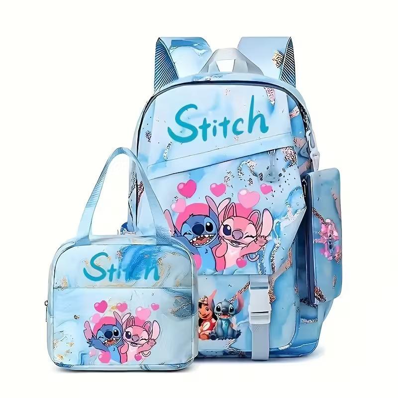 Large Capacity Schoolbag with Shoulder Strap; Student Three-piece Pencil Case Set