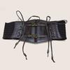 Lace Corset Punk Black Wide Belt With Chain Pu Leather Slimming Body Belts for Women Elastic High Waist Belt Female Cummerbunds