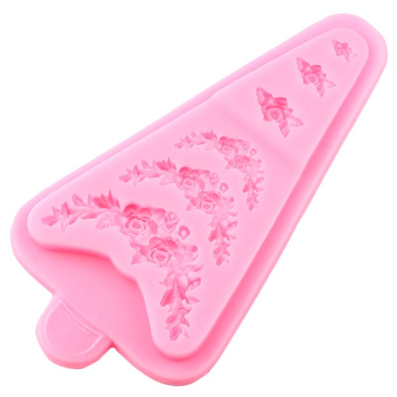 Flower Wreath Cake Border Silicone Moulds Fondant DIY Wedding Cake Decorating Tools Cupcake Topper Candy Clay Chocolate Mould