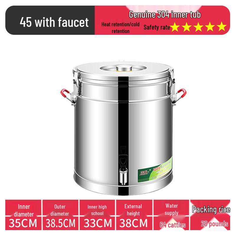 Isolierter Eimer aus Edelstahl 304 für Reis und Sojamilch, Eimer für Eisgelee mit großem Fassungsvermögen