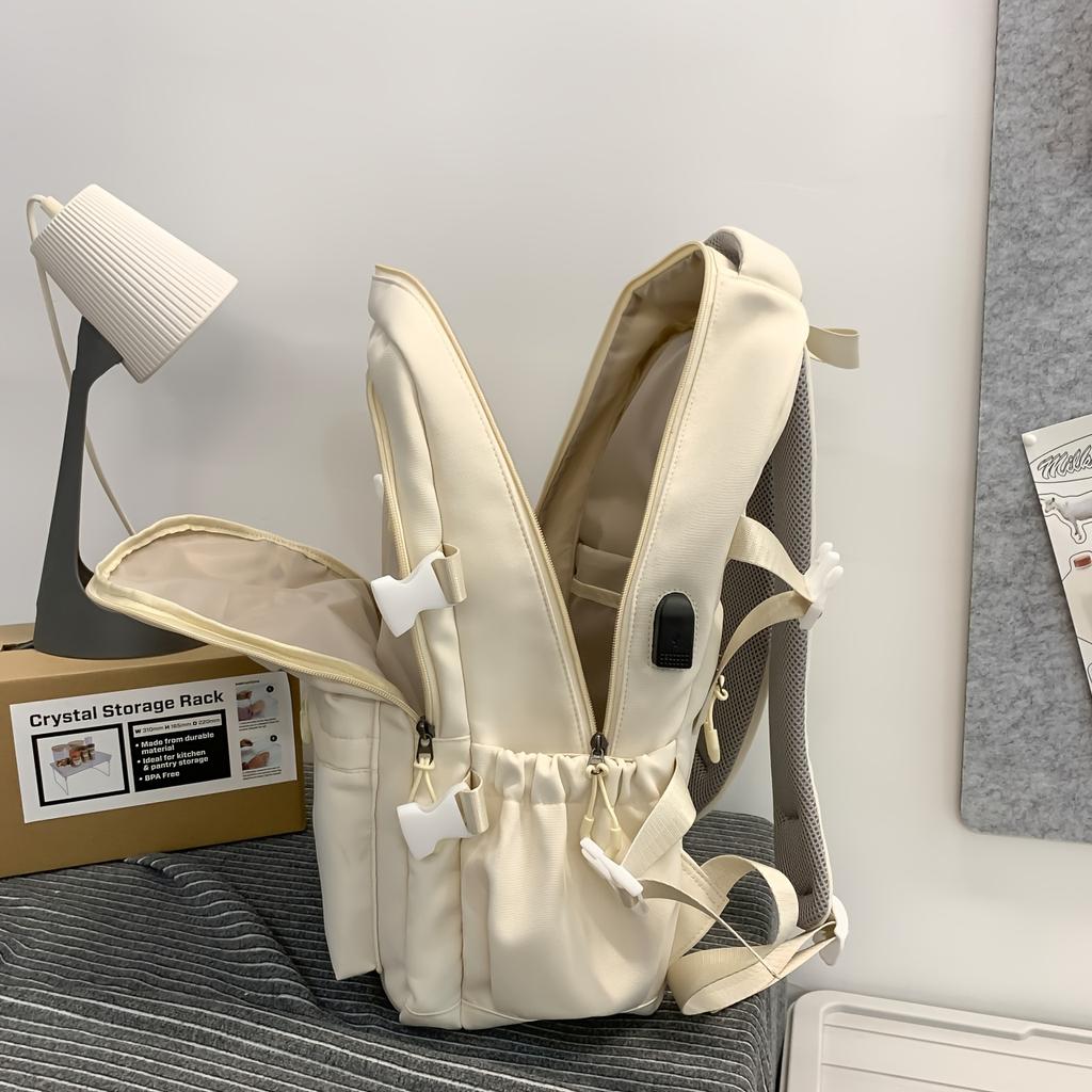 Mehrschichtiger Rucksack mit großem Fassungsvermögen, Paar, einfarbig, schlichter College-Rucksack, Reiserucksack