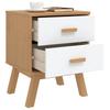OLDEN Nightstand White and Brown Solid Pine Wood