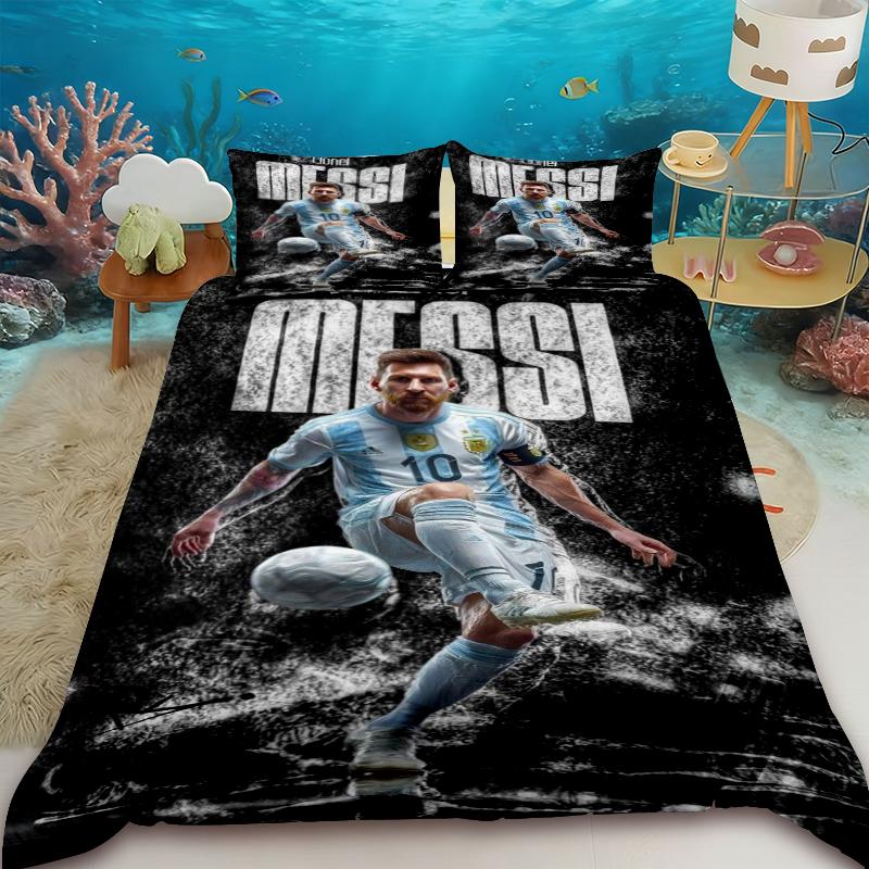 

Duvet Cover Lionel Messi Football Superstar Bedding Set Printed Duvet Cover Bedding Set Soft King Full Size Bedding Set for Boy 135x200cm