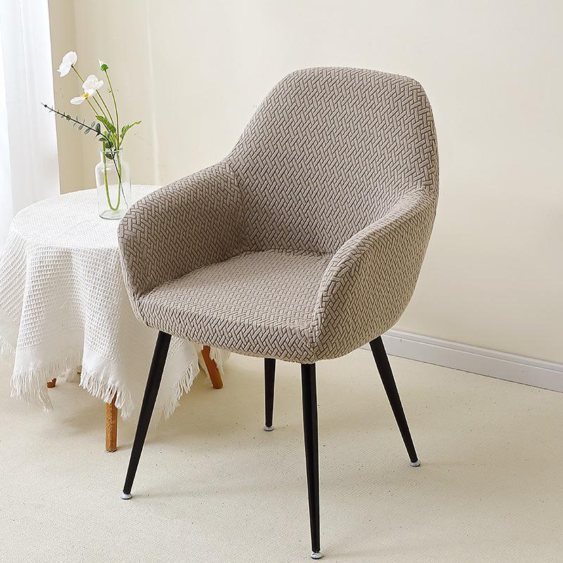 Эластичный жаккардовый чехол на стул с поперечной полосой - Утолщенный дизайн с высокой спинкой для стульев нестандартной формы или гостиничных обеденных стульев High Armrest Chair Cover 1190₽