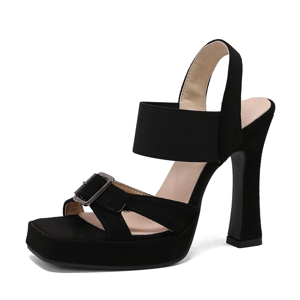 Fashion 2025 Summer New Platform Sandals Women Shoes Thick Heels Sandals High Heels Suede Fashion Ladies Sandalias De Mujer Size 32-46