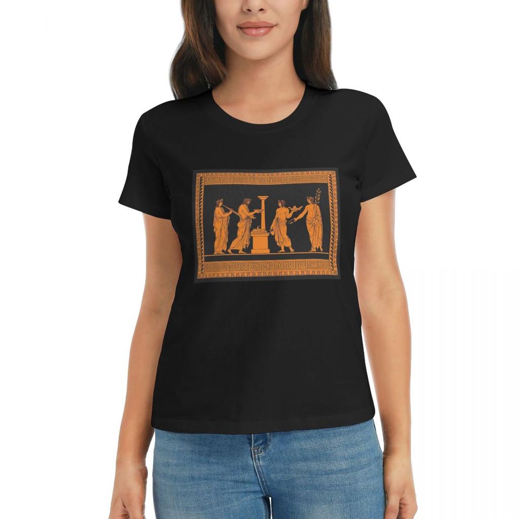 Women TShirt Red Figure Greek Vase Offering Scen Summer Short Sleeve Tees ONeck Cotton T Shirts Clothes Tops Streetwear