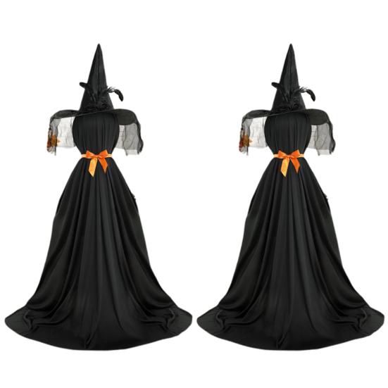 Large Lighted Ghost Halloween Decoration Outdoor Standing Light-up White Ghost with Witch Hat for Home Yard Garden Lawn Porch Decor