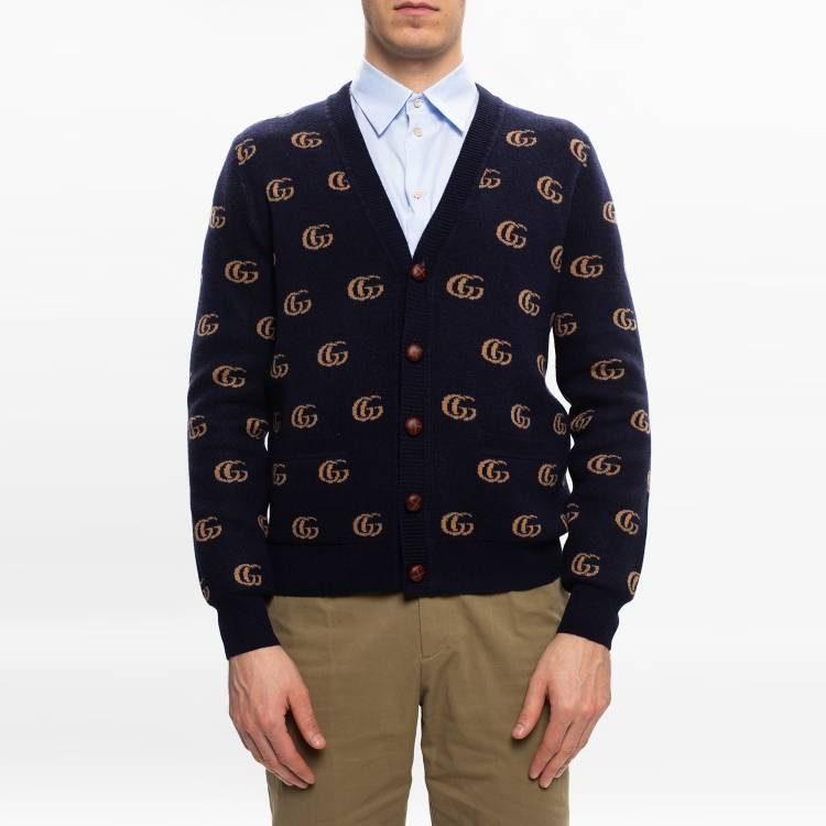 GUCCI Men Double G Jacquard Wool Cardigan 645291-XKBPF-4804