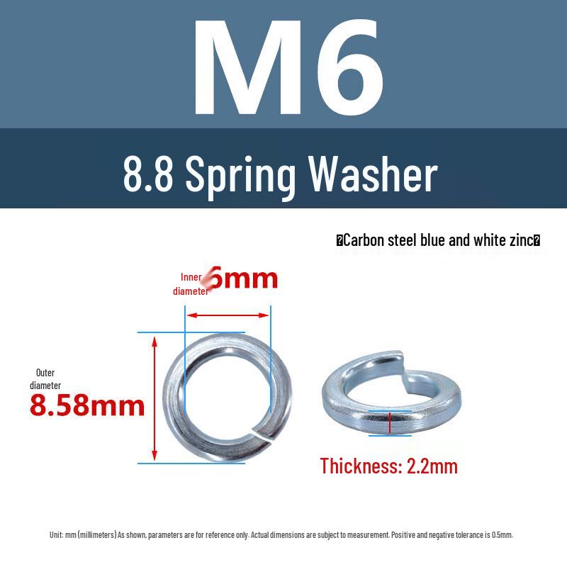 OIMG Grade 8.8 Blackened M6 Split Spring Washer