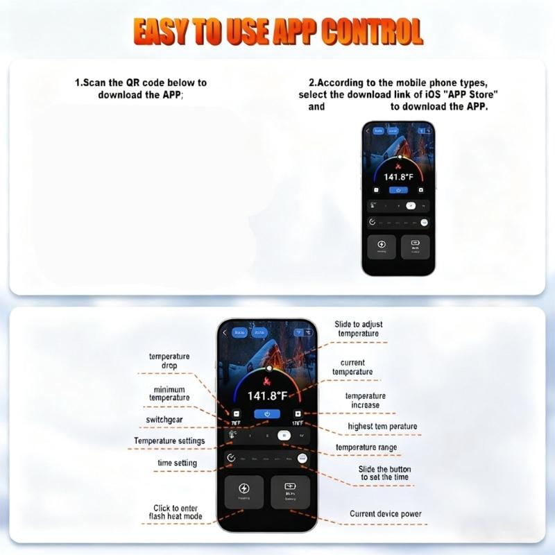 Heated Socks for Men Women Rechargeable Battery APP Control Electric Heated Socks Rechargeable Smarts Foot Warmers Gift