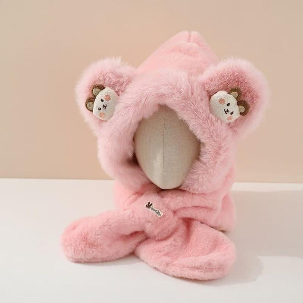 Plush Winter Baby Hat Windproof Pullover Hat New Kids Hat Hooded Scarf
