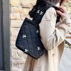 Fashion Nylon Bucket Bag Ins Style Portable Handbag Bow Embroidered Jacket Bag Outdoor Activities