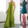 Off Shoulder Backless Neck Straps Solid Color A-Line Beach Dress Elegant Casual
