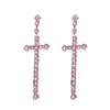 Temperament Glänsande Kristall Kors Långa Örhängen Mode Hög Känsla För Rosa Örhängen Damörhängen 1 Par