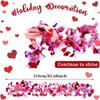 Valentine's Day 2m Artificial Sparkling Flower Wreath Metal Wire Flower Heart-Shaped Hanging Decoration DIY Party Wedding Decor