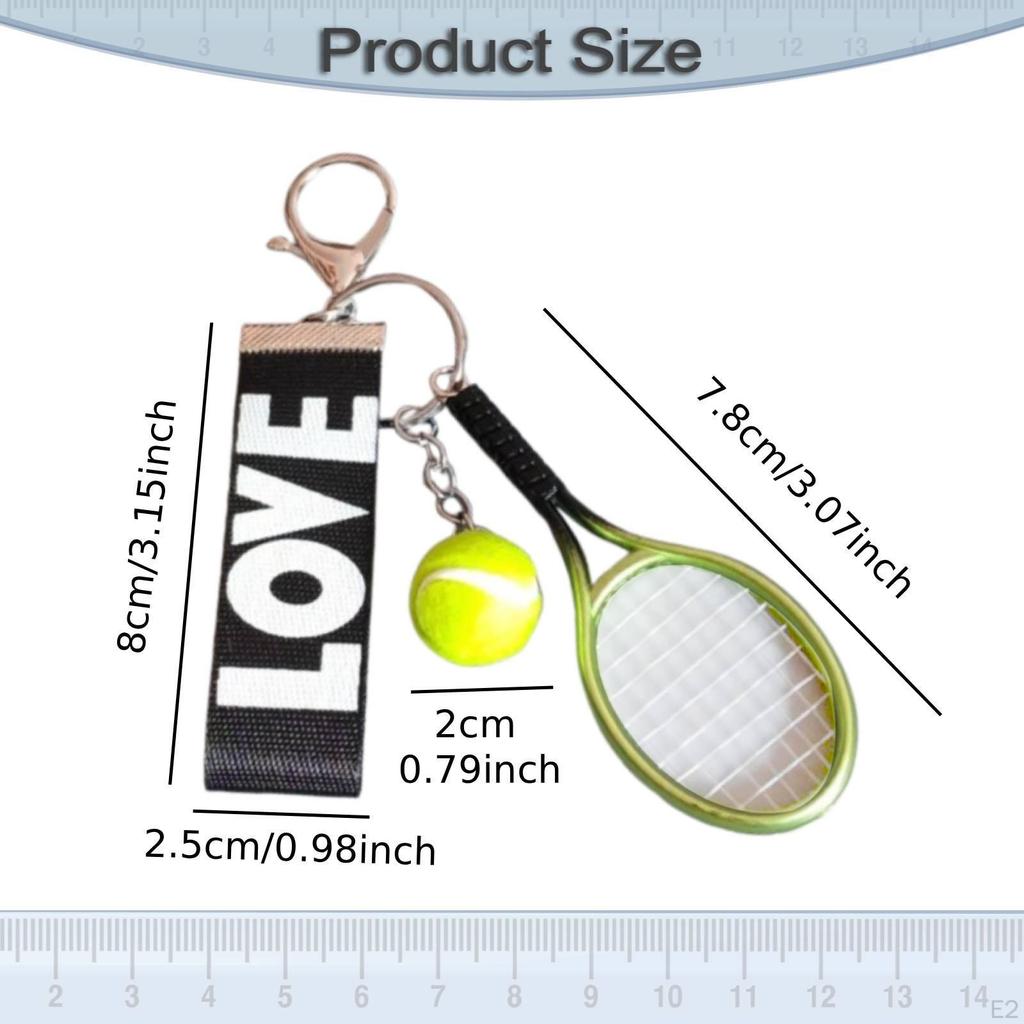 Tennis Racket Ball Keychain Chain Pendant for
