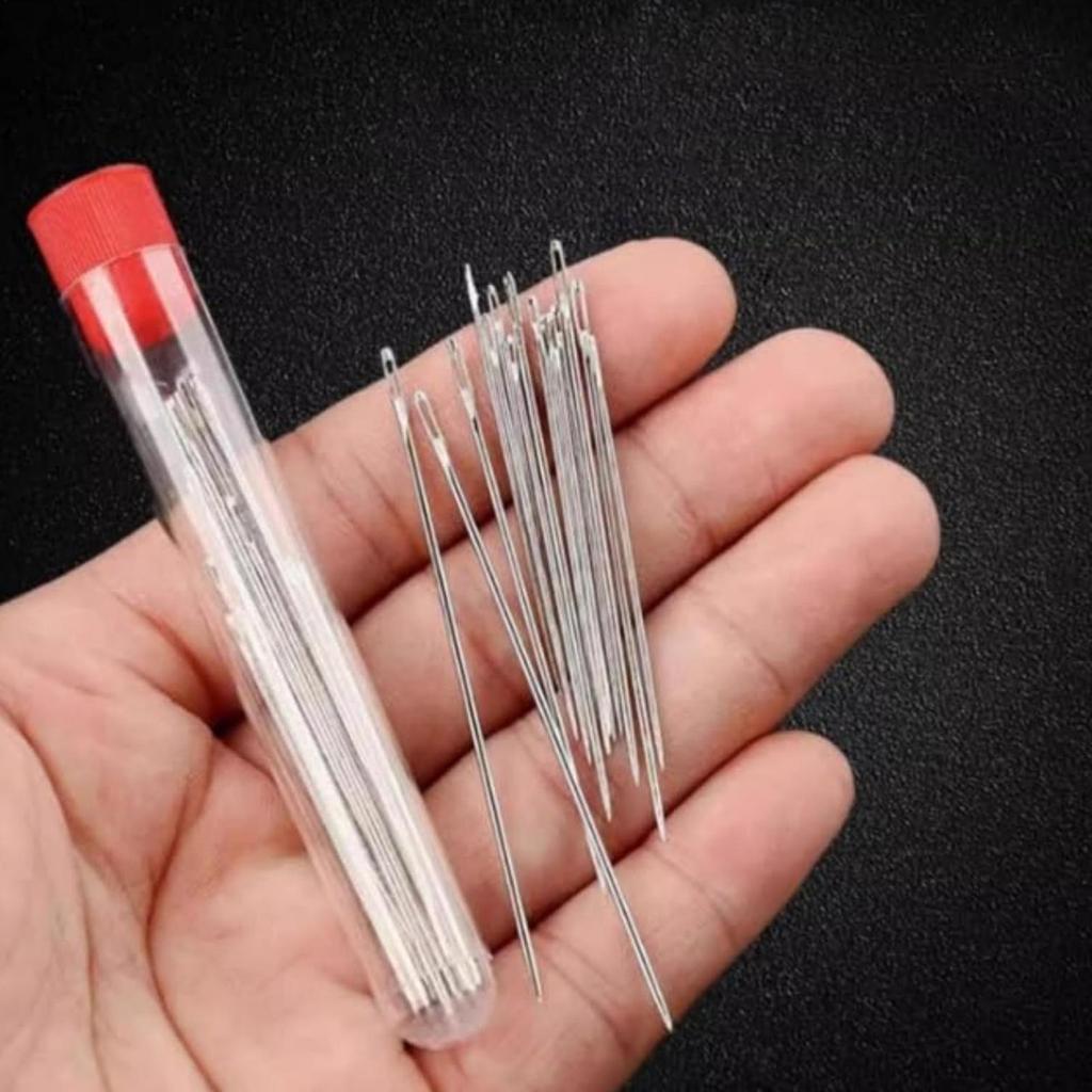 Large-Eye Steel Needle Set Hand Sewing Quick Threading Stitching Needles Threader Threading Device For Embroidery Beading Tool