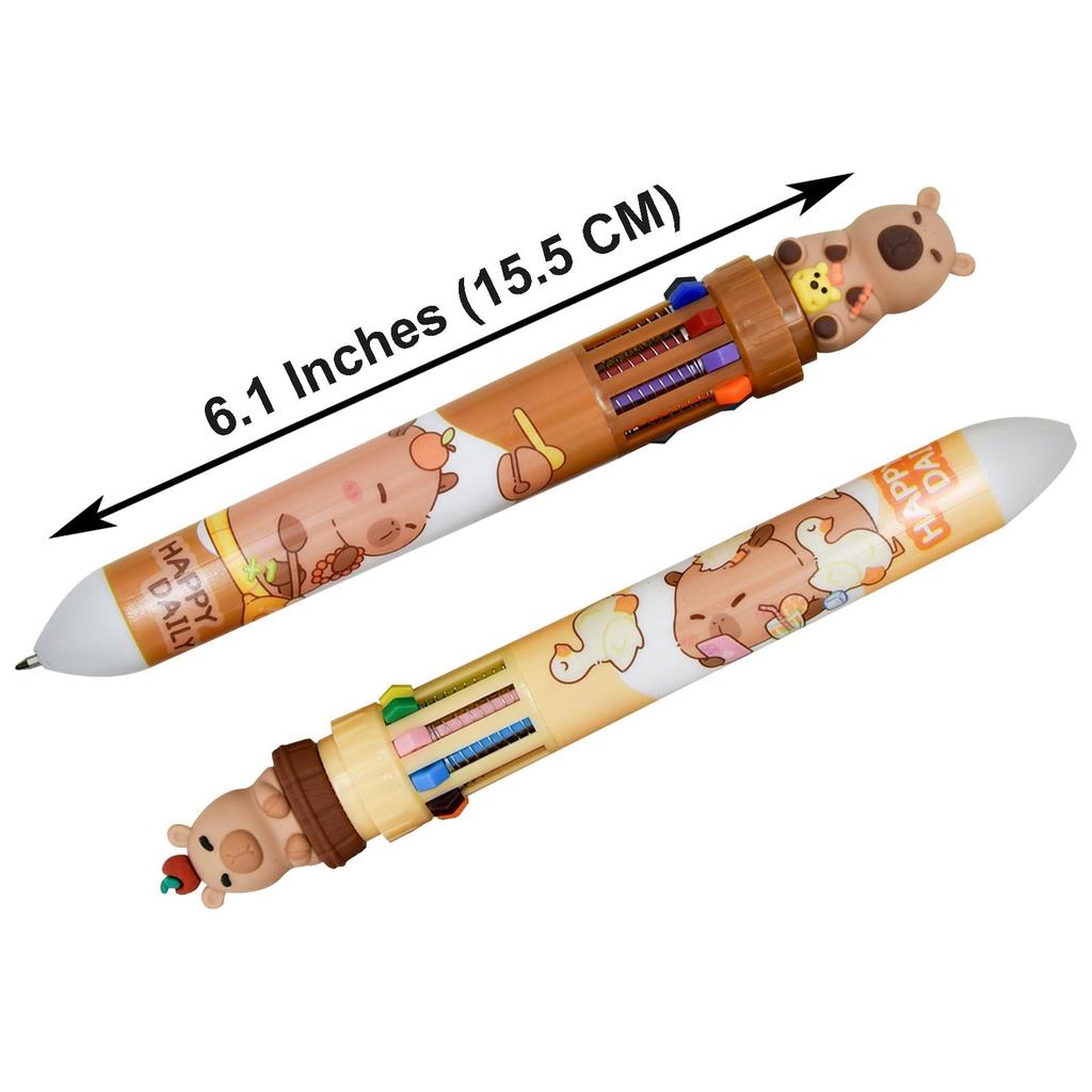 Maydahui Cute Ballpoint Pen Set of Stylish Capybara and Water Pig Cute Gift for Kids and Students 10-Color 12, 0.7mm, Designs, Multicolor,