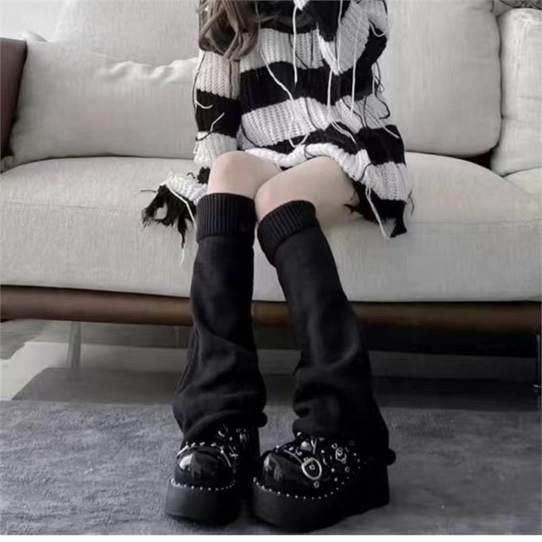 No-turned-edge Versatile Thickened Leg-shaping Ripped Acrylic Fiber Leg Warmers Hand-sewn Cute Edgy-style Leg-slimming Boneless