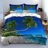 Palm Trees Beach Blue Sky White Sand Bedding Set For Kids Luxury Gift 3Pcs Digital Print Comforter Set Soft Comfortable