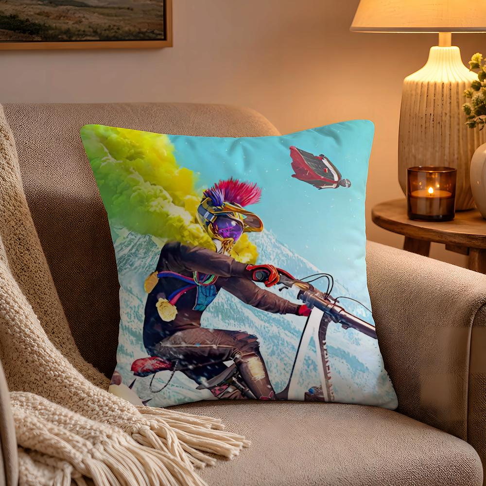 Cool Game RRiders RepublicS Pillow Case Soft Plush Cushion Cover Double Print and Invisible Zipper for Sofa Home Car Use