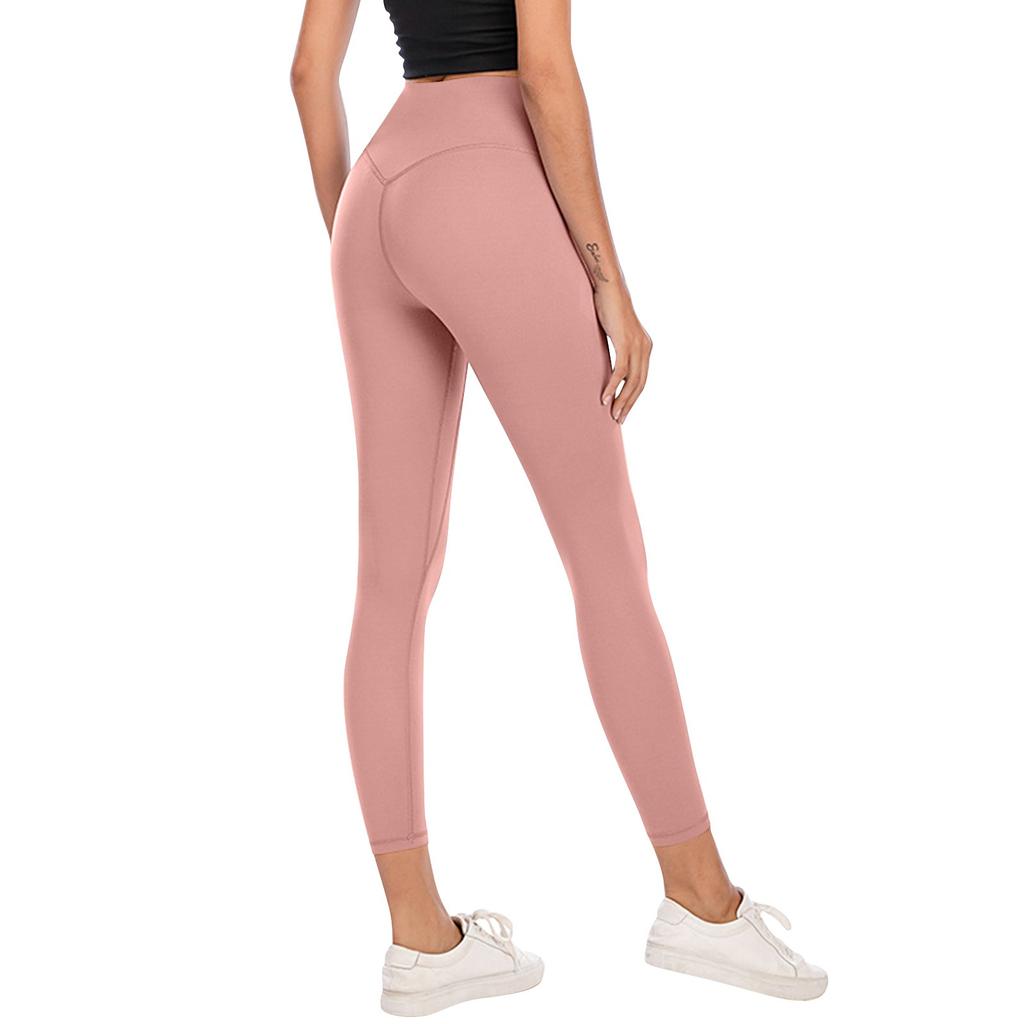 Yoga-Kleidung, pfirsichfarbene, hüfthebende Sportbekleidung, Fitnesshose, keine peinlichen Linien, hautfarbene, hohe Taille, enge Yogahose