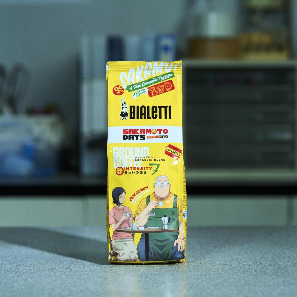 Bialetti SAKAMOTO DAYS Assassin Blend Fine Ground for Italian French and Drip Coffee Coffee, 250g, Coffee, Espresso, Press,