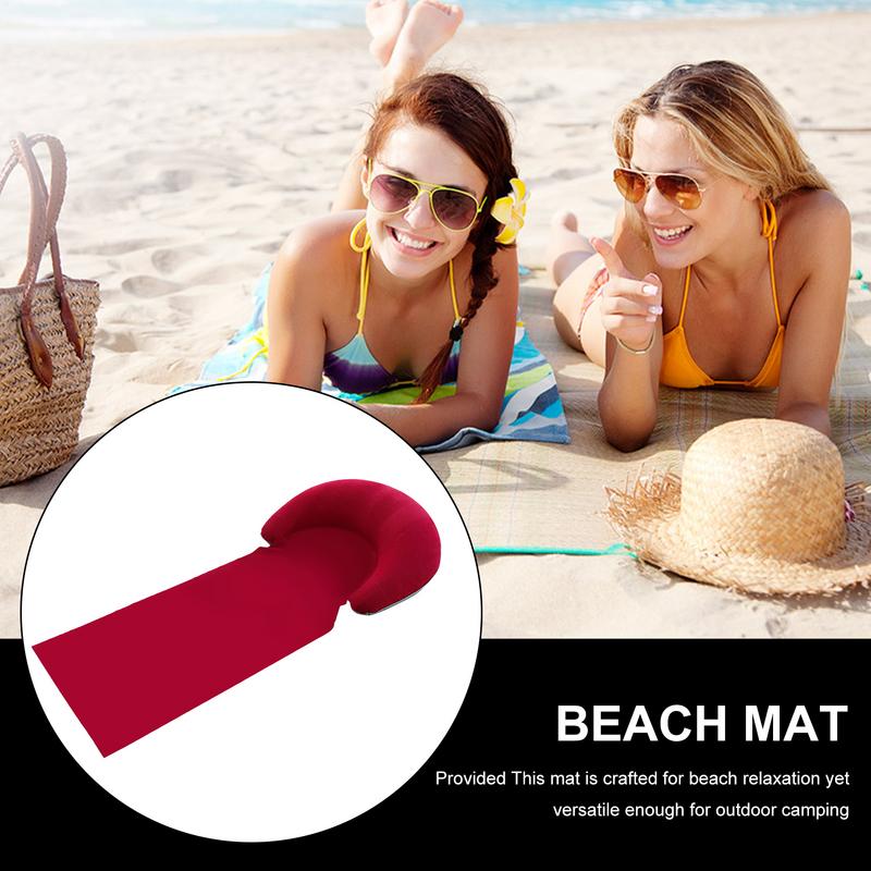 Beach Mat Inflatable Pillow Outdoor Beach Lounger Sandproof Lounger Resting Relaxing Pad Foldable For Family Friends Sun Bathing