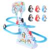 Kids Electric Climbing Stairs Toy DIY Small Penguin Dinosaur Rail Racing Track Music Roller Coaster Duck Toy For Baby Kids Gift