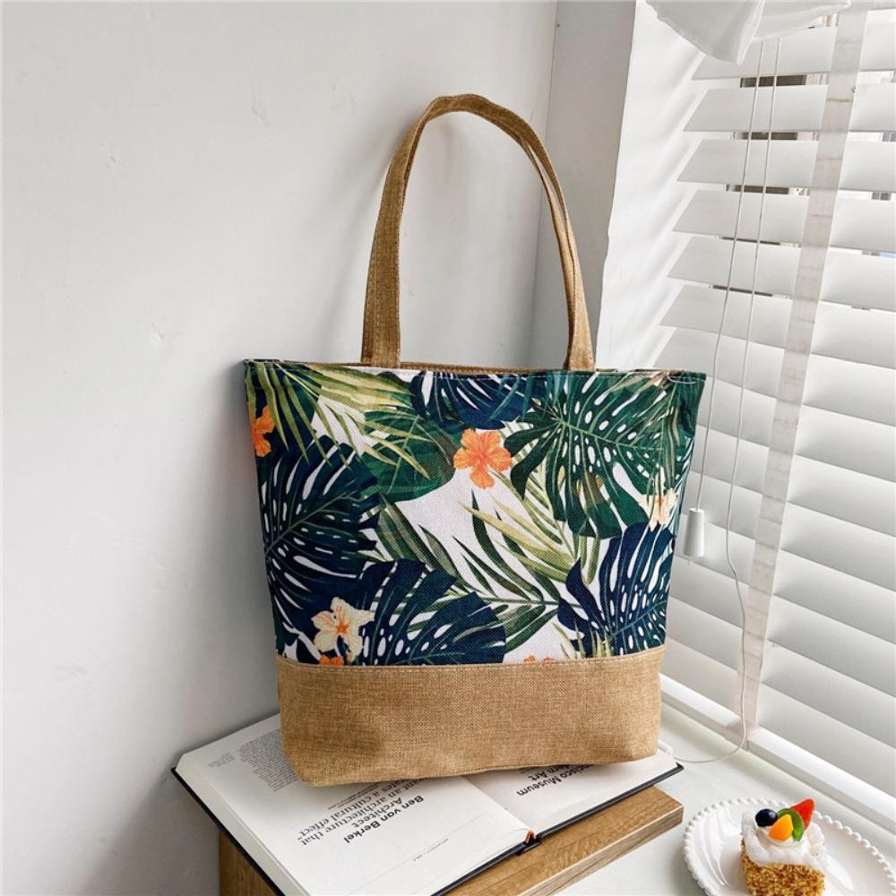 Simple Design Canvas Cross Body Bag Large Capacity Durable Shoulder Bag Stylish Beach Bag Casual Use