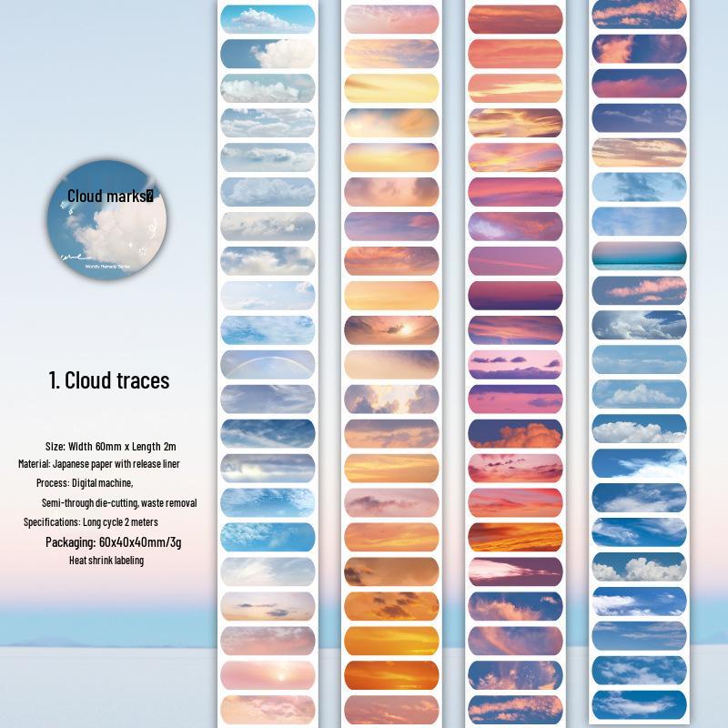 Cloud Cat Twilight Washi Band-Aid Tape & Die-Cut Stickers - Healing Series