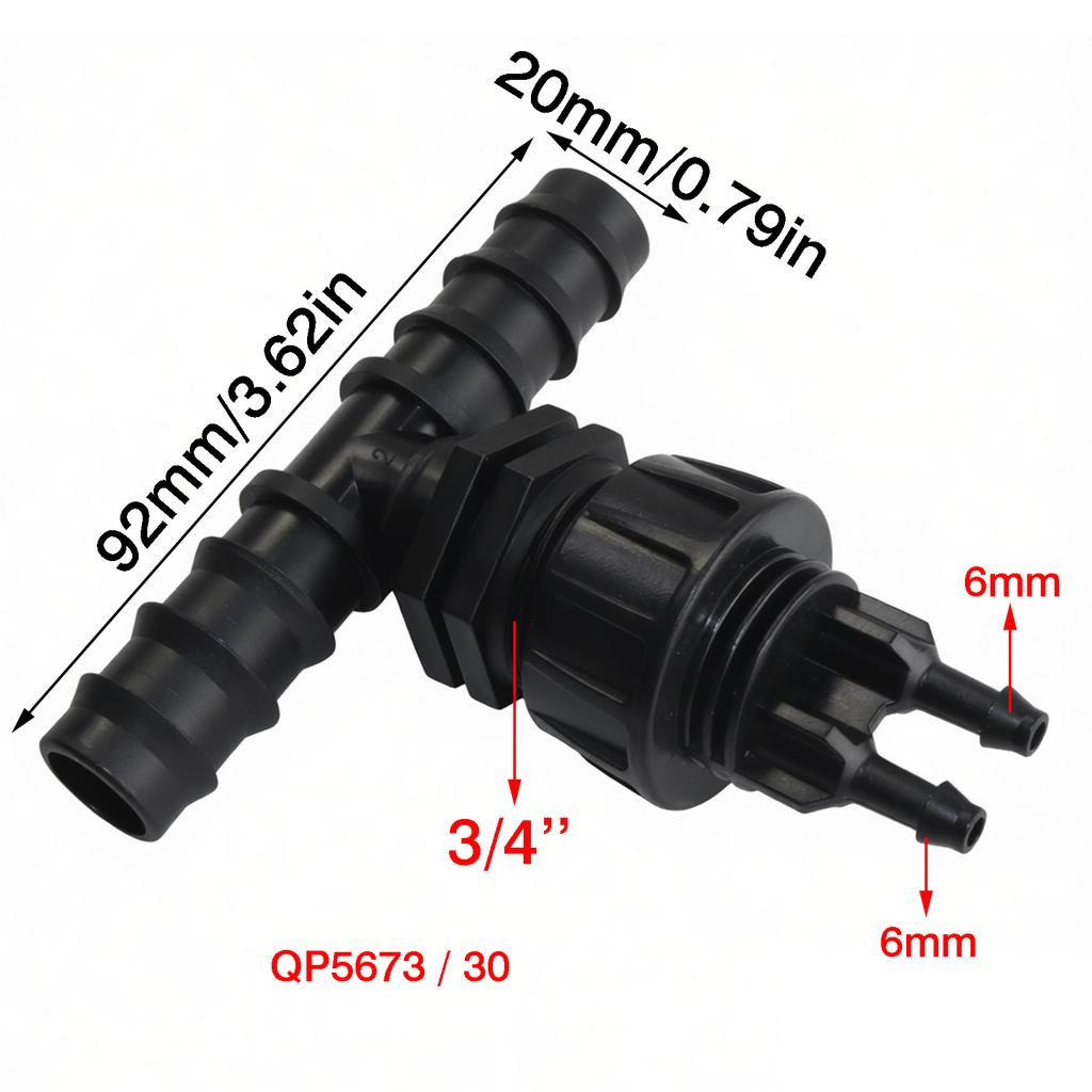 IBC Tank T-type Bulkhead Tee, Plastic Hose Barb Connector for Water Tank, Aquarium & car wash