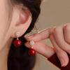 Ankela Red Pearl Mosquito Coil Ear Clips - No Piercing, Autumn/Winter 2025 Style