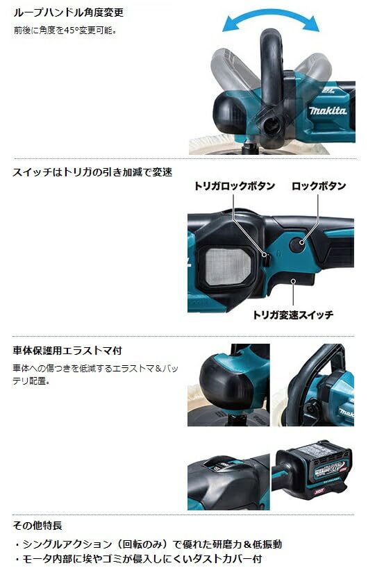 Makita Cordless 40V max Battery and Charger PV001GRD Polisher, 2.5Ah, Included,