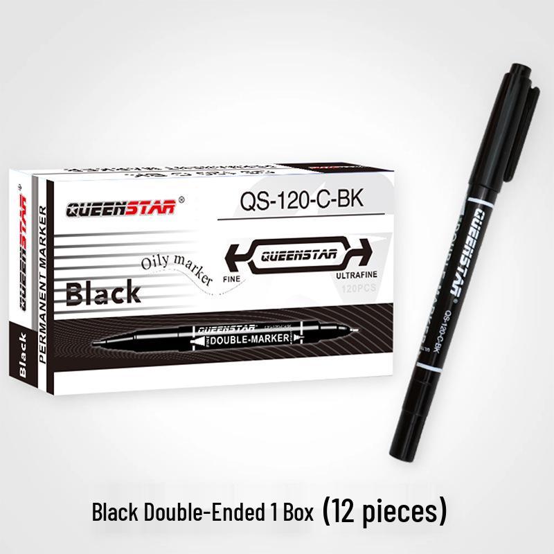 Oil-Based Double-Ended Marker Pen Set: Black, Blue, Red - Quick-Drying, Fade-Resistant, Fine Liner for Art.