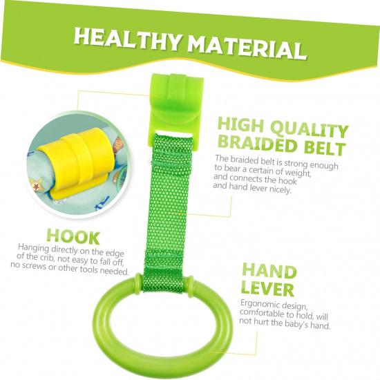 4pcs Pull Rings Baby Cot Hanging Rings Baby Bed Stand Up Rings Walking Assistant Stand Up Rings Learning Standing Crib Hanging Ring for Strollers,