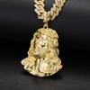 Men's Hip Hop Accessory Light Gold Brass Statue Pendant Necklace Zircon Fashionable Nightclub Sweater Chain Trendy Accessory