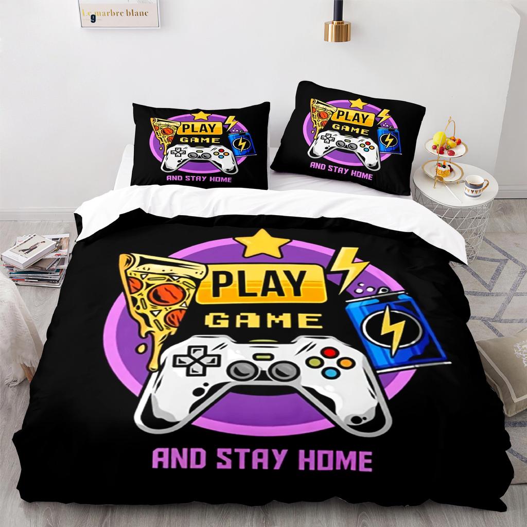 Gamer Bettbezug Doppelbettgröße Teenager Gaming Bettwäsche-Set für Kinder Jungen Mädchen Videospiele Bettdeckenbezug Gamepad Polyester Steppdeckenbezug