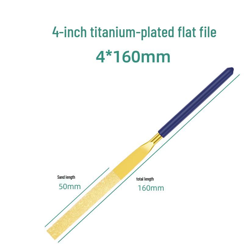 Sada diamantových pilníků Lionwei s titanovým povlakem - 3", 4", 5" Různé ploché, malé a trojúhelníkové pilníky pro broušení slitin.