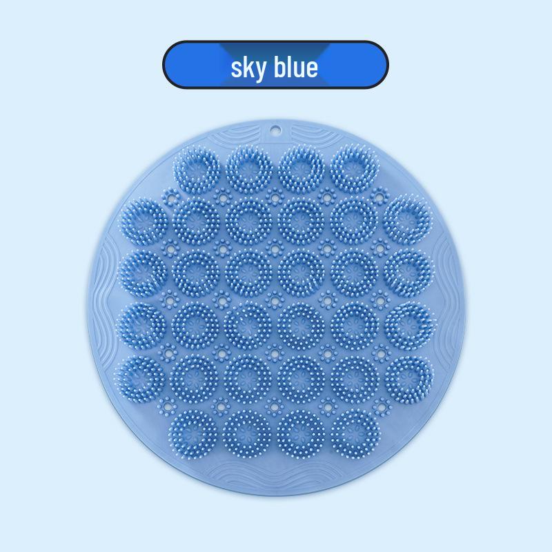 Round Exfoliating Back and Foot Scrubbing Pad - Lazy Person's Massage Mat for Shower