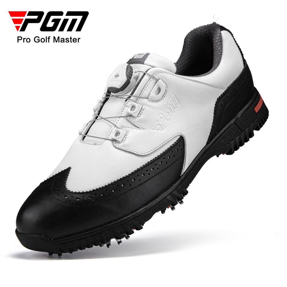 BRAND PGM Real Leather Mens Quick Lace Golf Shoes Long Spike Waterproof Golfer Boots Comfortable Athletic Sneakers XZ240