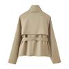Women's Cropped Trench Coat Double Breasted Short Jacket High Collar Fall Winter Coats Trendy Outfit With Belt