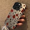 Retro Fashion Red Rose Matte Laser Phone Case For iPhone 11 12 13 14 15 16 Pro Max XS X XR 7 8 Plus SE Shockproof Armour Cover