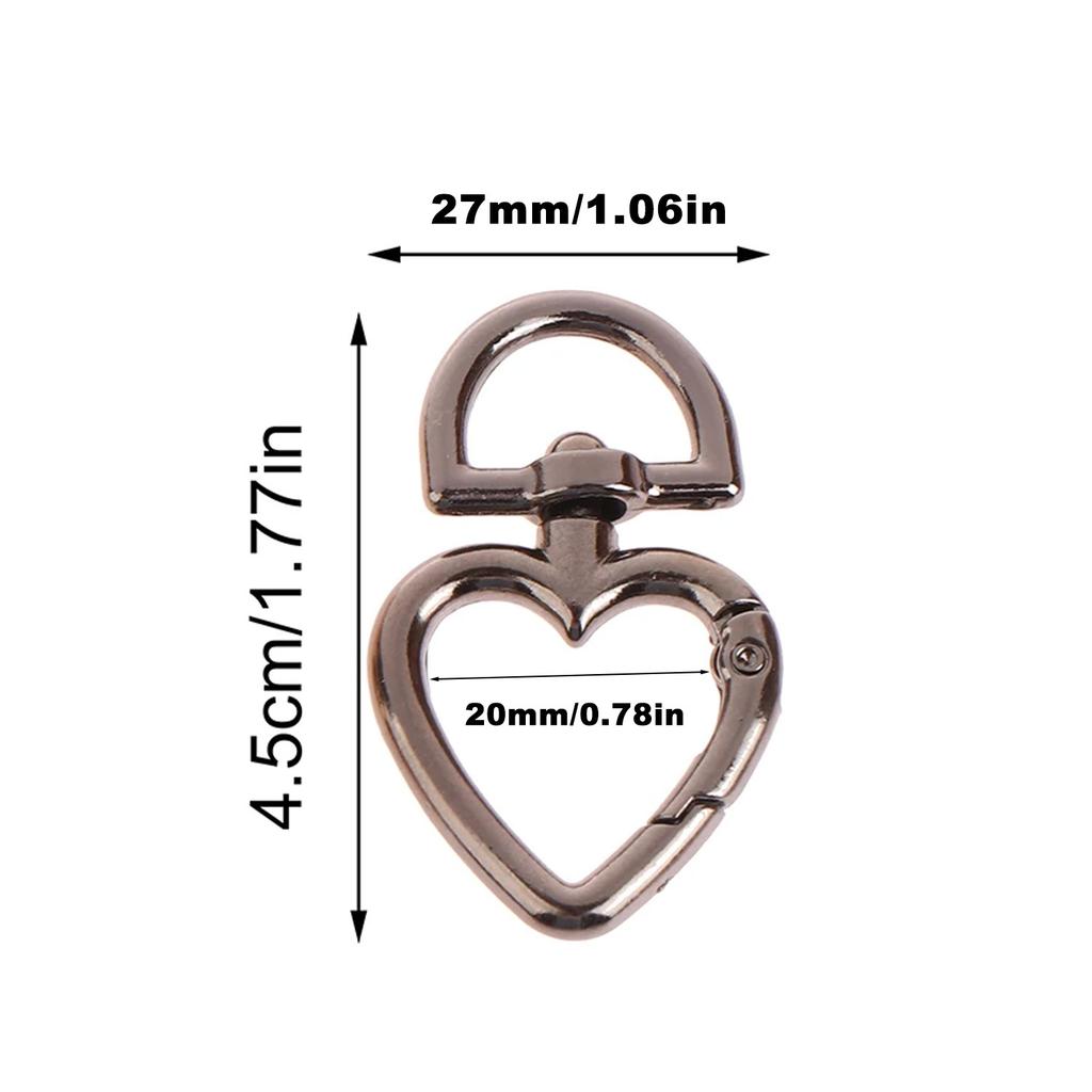 5Pcs Peach Heart Shape Metal Spring Clasp Key Ring Connectors for Keychain Snap Clasp DIY Purse Making