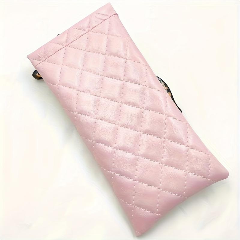 Super Soft Premium Faux Leather Glasses Case | Compact Quilted Design, Secure Closure, Stylish Carry-On | (3 Colors Available) White/Black/Pink