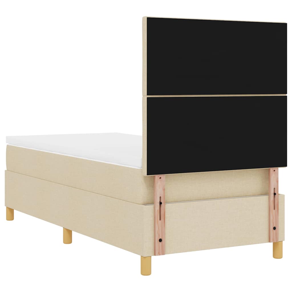 Boxspring Bed with Headboard Cream 90 x 190 cm Fabric