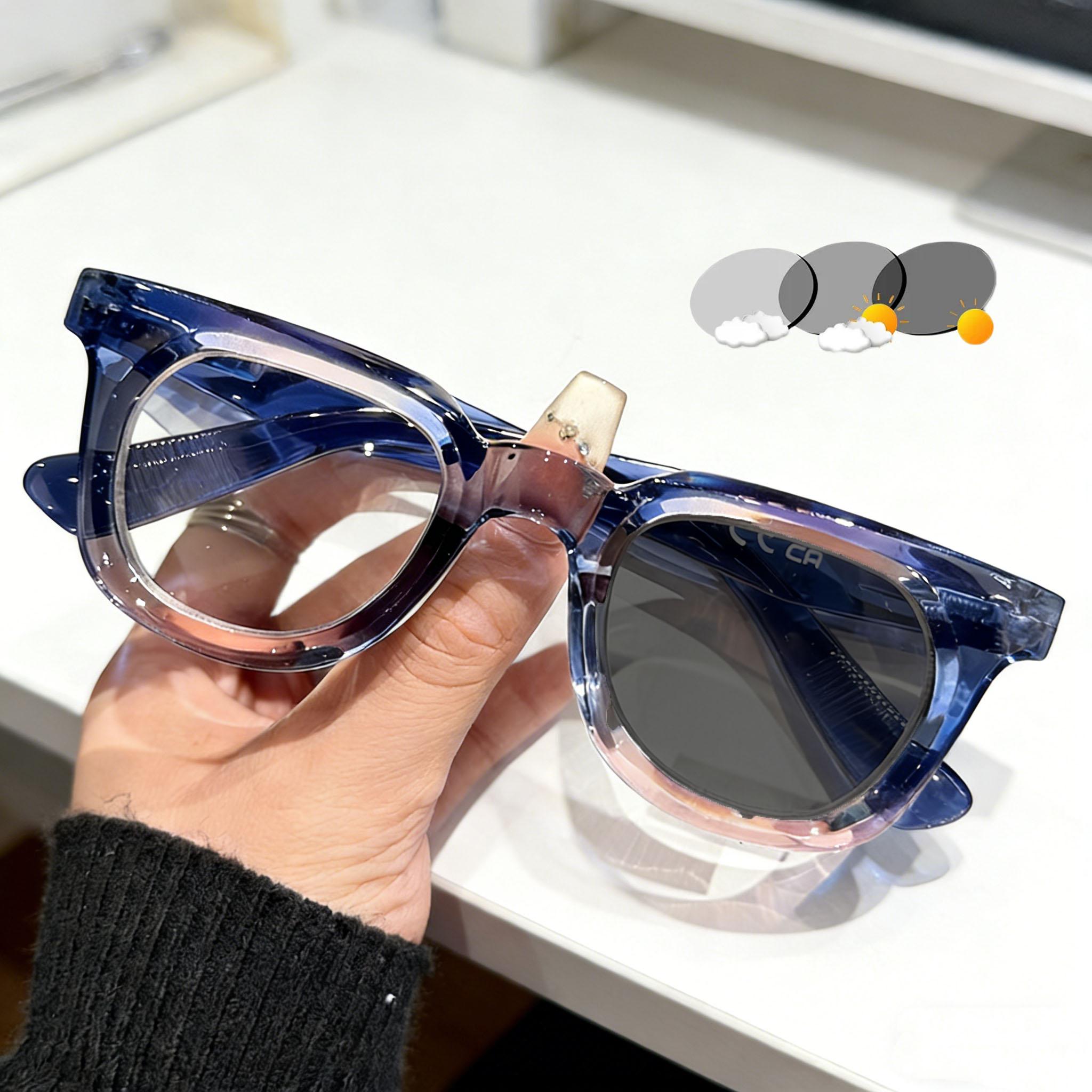 

2026 New Fashionable HD Luxury Photochromic Women s Reading Glasses Retro Neutral Square Frame Anti Blue Light Glasses 1.5