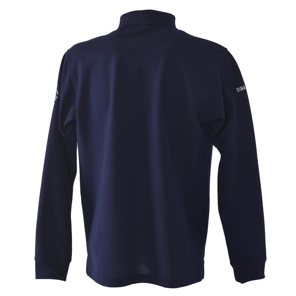 Sinacova Long Sleeve Polo with Stand Dog Motif 25250010290L Men's Shirt, 100% Polyester, Collar, Moisture-Wicking, Quick-Drying, Embroidery,