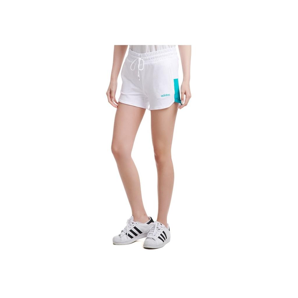 Adidas Neo Logo Drawstring Mid-Waist Sport Shorts Women Bottoms White DW7724